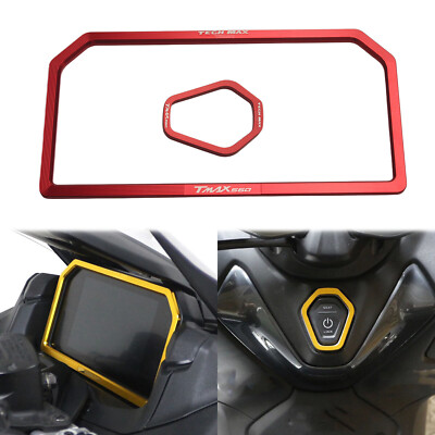Speedometer Panel Frame+Door Locks Trims Red For YAMAHA TECH MAX TMAX560 22-23