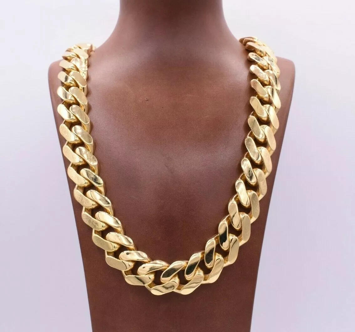 20mm Mens Miami Cuban Royal Link Chain Necklace Box Clasp Real 10K