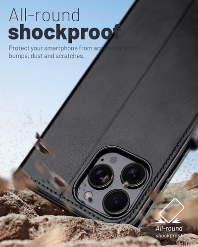 Leather Flip Magnetic Wallet Case For iPhone 16e 15 14 16 Pro Max 13 11 SE 8 XR - Picture 14 of 62