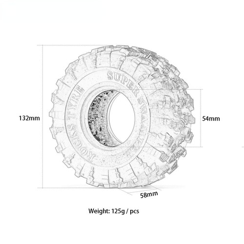 Neumático de goma 1/10 Rc Crawler 2,2" para coches modelo RC SCX10 AX10 Wraith TRX4 axial - Imagen 28 de 39