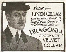 DRAGONIA Crock Not Velvet Collar 1905 Edwardian Men's Overcoat Fashion Print Ad
