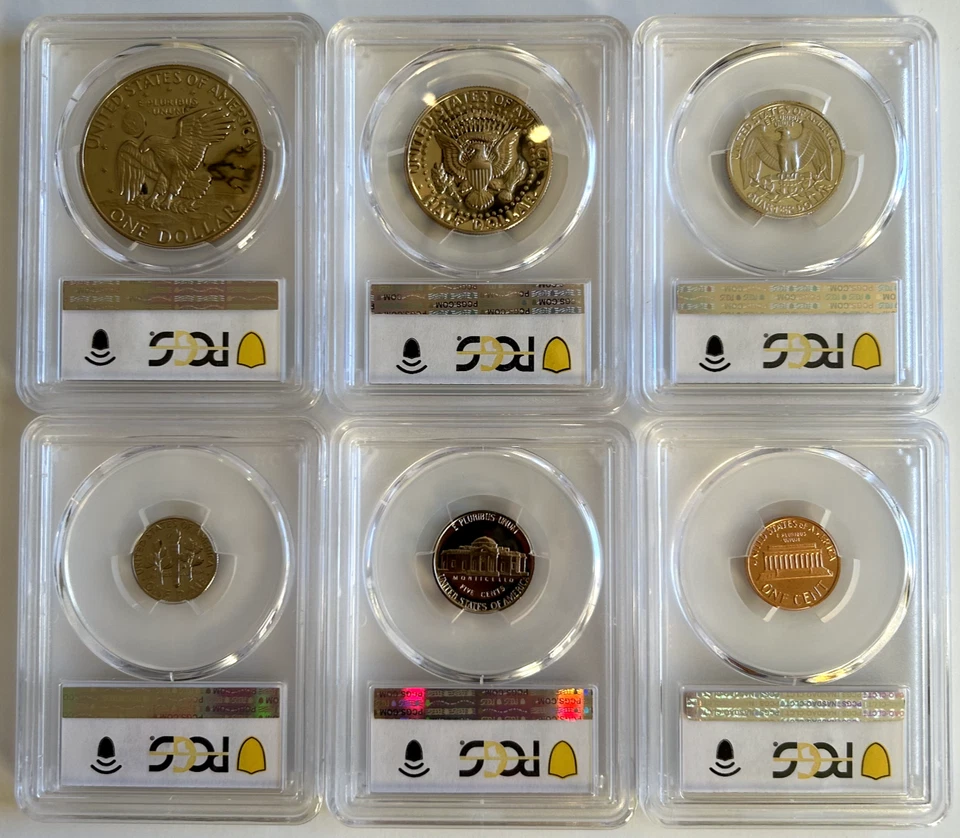 1977-Juego de 6 monedas a prueba de EE. UU. - PCGS PR69DCAM ($1-50C-25C-10C-5C-1C) - ¡Envío gratuito! Foto 2 de 4