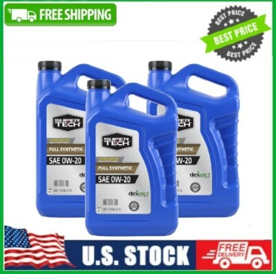 3 Pack Super Tech Fully Synthetic Motor Oil SAE 0W-20 5 Quarts