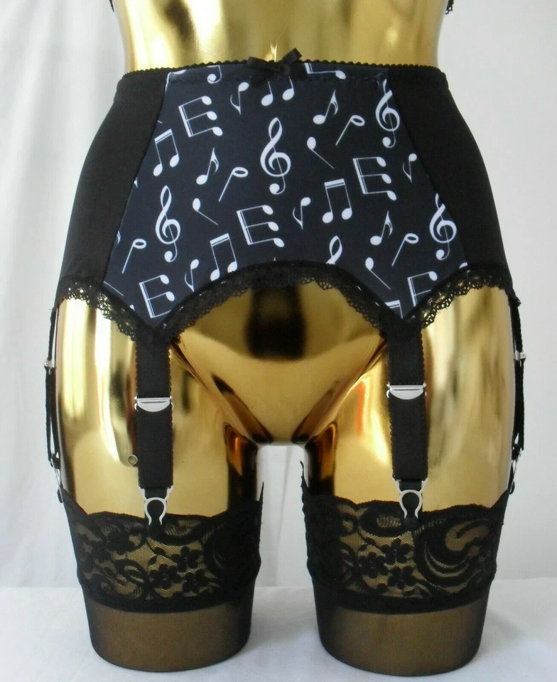 Noir/Blanc Musical Notes Imprimé Créateur 8 Ceinture - Photo 3/4