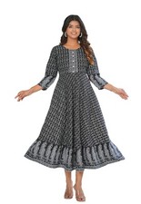 . Printed Kurta - Elegant Black Geometrical Jamdani Kurta for Women