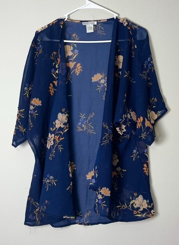 Plus Size Boho Kimono Women's Plus Tropical Print Contrast