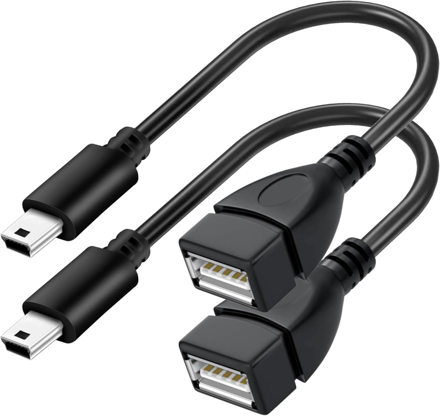 2 Pack Mini USB OTG Cable for Digital Cameras - USB A Female to Mini USB B 5 Pin