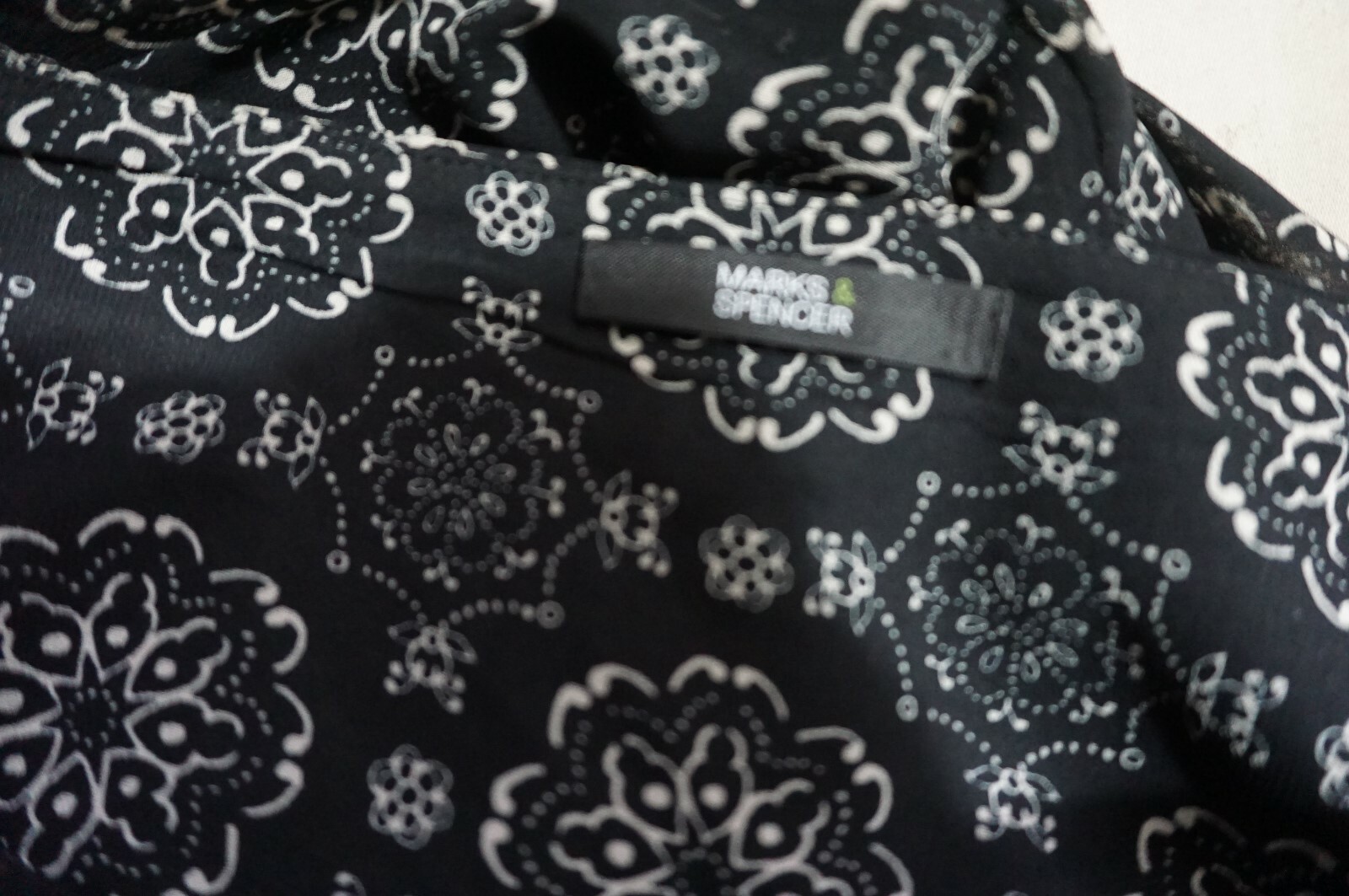 M&S tile print black pink cream ethnic hippie boho gypsy hanky hem skirt 14 image 8