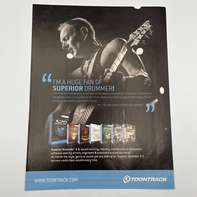 Def Leppard Phil Collen + Toontrack Superior Drummer 2.0 2012 Print Ad 8x10.5''