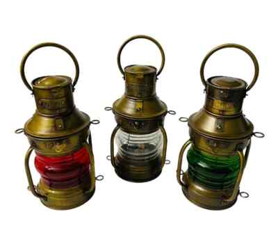 Set of 3 Oil Lamp, Anchor Oil Lamp, Oil Lantern, Ship Oil Lamp, Best Gift, Home