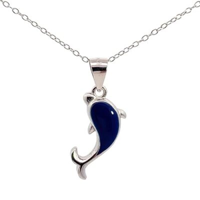 My Daily Styles 925 Sterling Silver Blue Dolphin Pendant Necklace