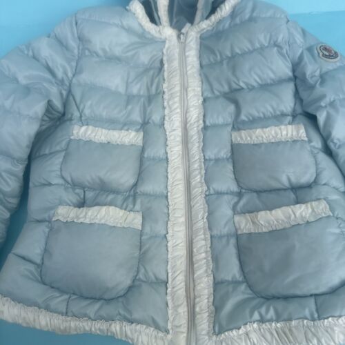 Moncler Kids Girls Blue & White Down Puffer Jacket Size 5 - Picture 2 of 14
