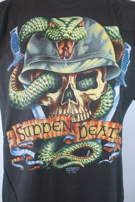 Vtg 1989 3D Emblem Just Brass Sudden Death Military T-shirt XL 