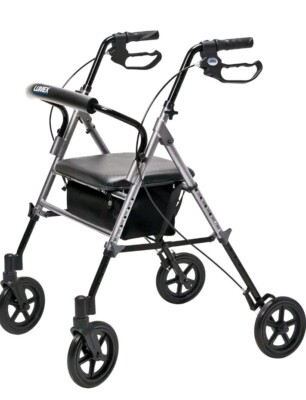 Lumex Set 'N' Go Wide Rollator  Black w/Attached Bag