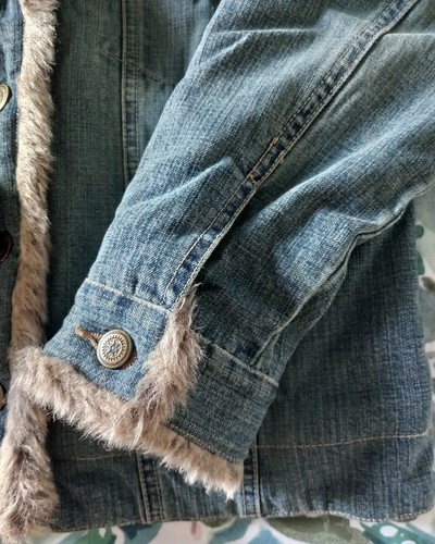 Principles Denim Faux Fur Jacket Petite Size 10 - Picture 2 of 8