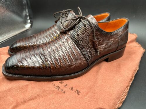 Mezlan Size 9 M Lizard Lace Up Brown Spain Leather Dress Shoes MEN'S