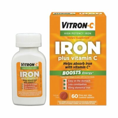 Vitron-C Iron Supplement Plus Vitamin C, Supports 60 Count (Pack of 1)