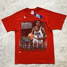 DEADSTOCK VTG 90s NBA ALLEN IVERSON 76ERS PRO PLAYER T-SHIRT SIZE L