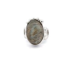 Sterling Silver Labradorite Ring With Heart Design Size 5 --Stone 13 x 18 mm