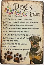 8x12 TIN SIGN Rottweiler dog rules pet funny vintage wall door plaque poster new