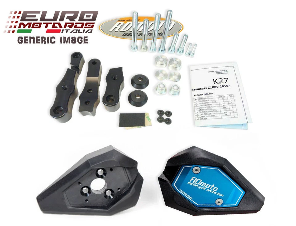 Para Kawasaki Z750 2004-2006 RD Moto Crash Frame Deslizadores Negro K4S-SL01-K Foto 2 de 4