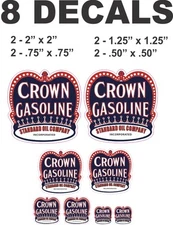8 Crown Gasoline Standard Oil Company Vinyl Decals
