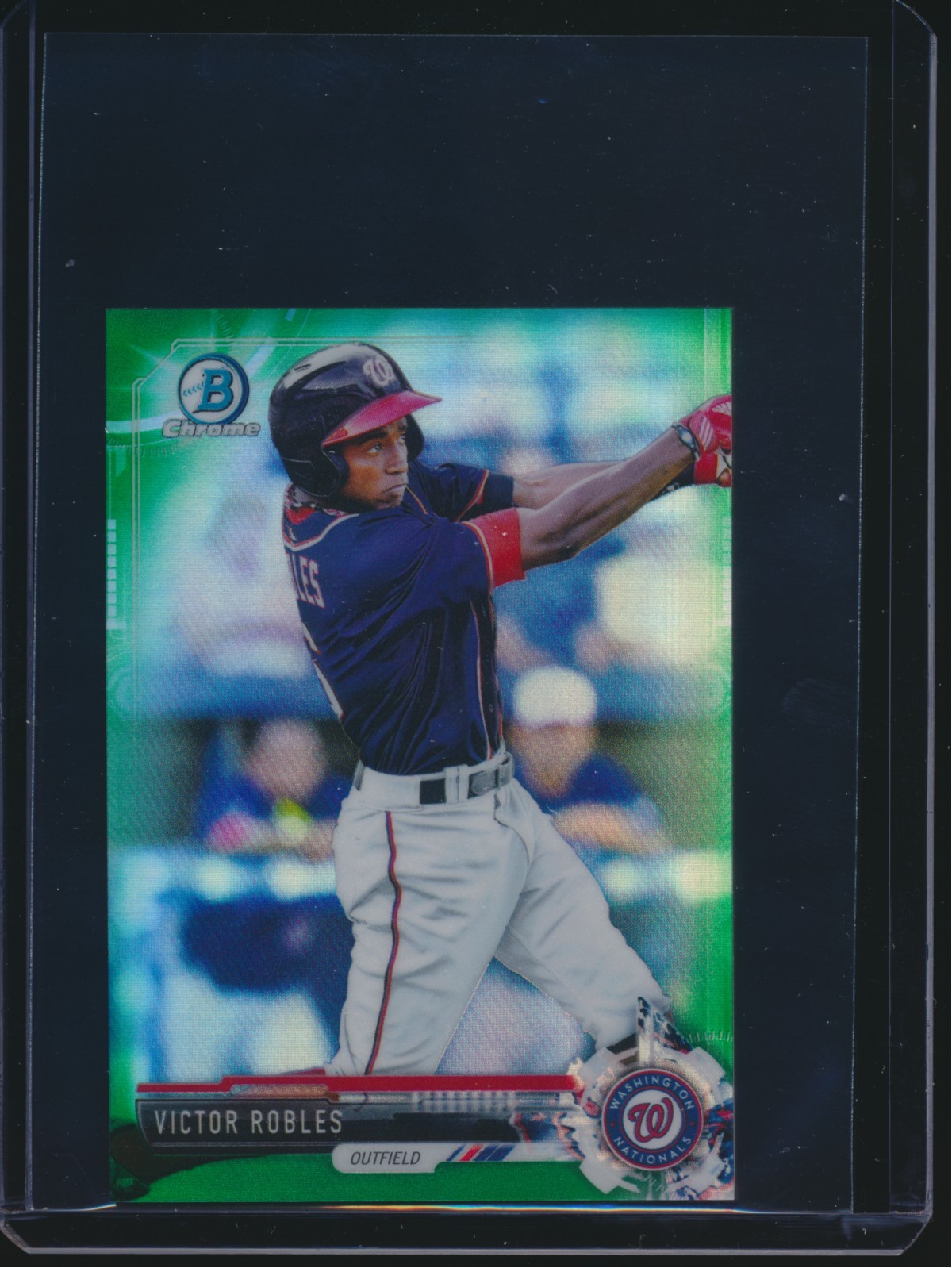 2017 Bowman Chrome Mini #BCP73 Victor Robles Green Refractor Nationals 24/99