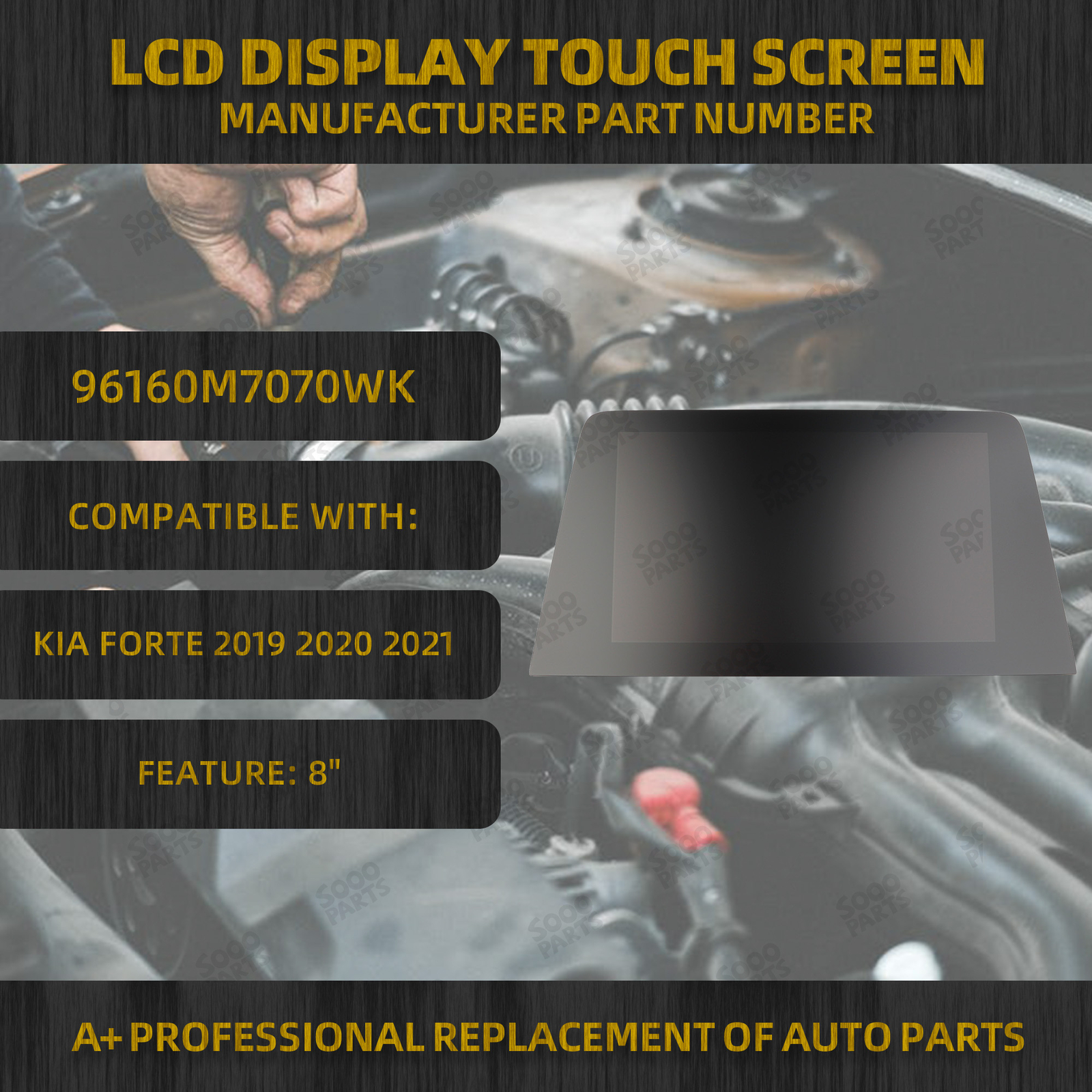 8" LCD Display With Touch Screen For 2019-2021 Kia Forte Nav Radio 96160-M7070WK