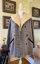 VTG NOS 60s Oversized Boxy Woolen Fabric Heavy Coat Womens Med/Large Faux Wool