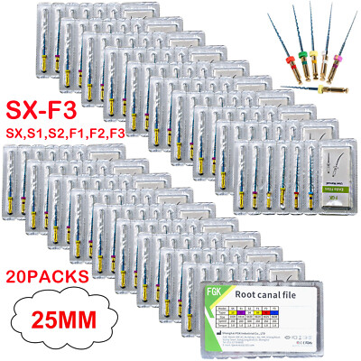 20PK Dental Endo Rotary Files Engine Use NITI Taper Blue SX S1 S2 F1 F2 F3 25MM