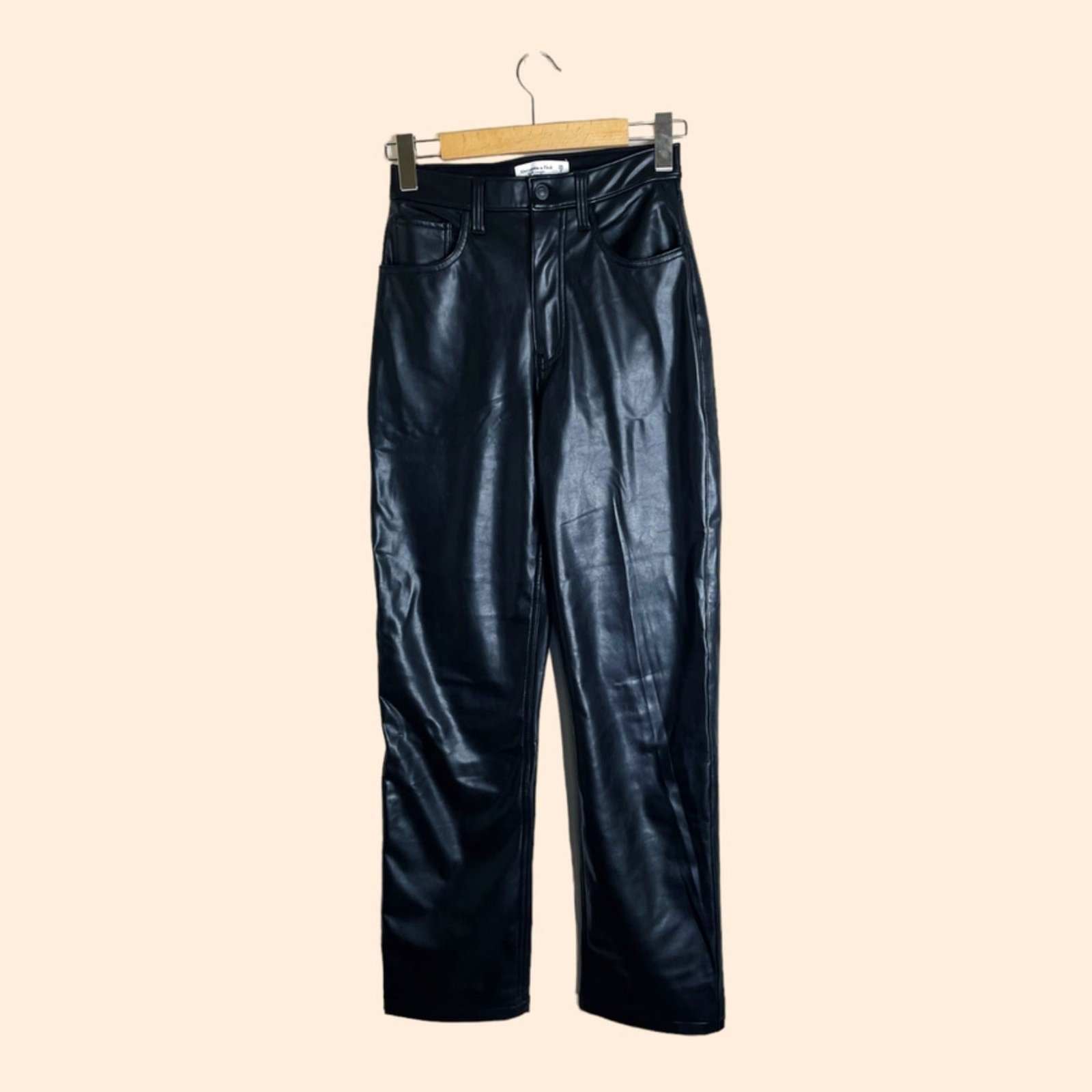 Abercrombie & Fitch 90s Vegan Leather Black Pants Gem