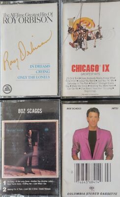 Set of 4 Cassettes Chicago Roy Orbison Boz Scaggs Rock Blues Music 1970s 1980s