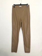 H M Faux Leather High-Rise Leggings Tan Skinny Women's Size 8
