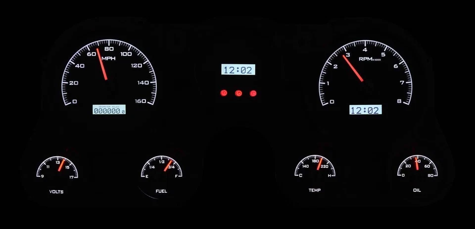 Аналоговые датчики Dakota Digital 67-72 для Chevy Truck черный сплав белый VHX-67C-PU-K-W - Изображение 3 из 4