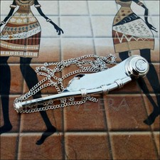 Lot of 10 PCs Brass Chrome Finish Bosun's Whistle Boatswains Pipe W/ Neck Chain