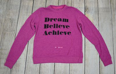 Joe's Girl's Pullover Sweatshirt Crewneck Graphic Dream Believe Achieve Large L