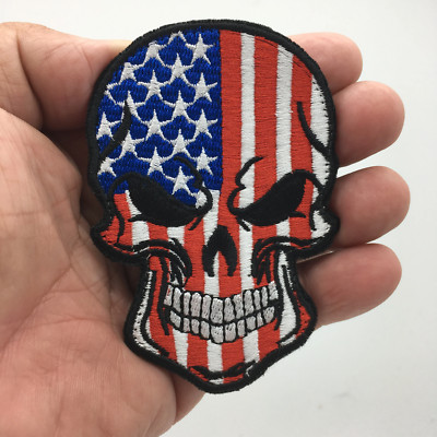 USA Flag Skull Military Hook and Loop Tactical Morale Patch FREE USA ...