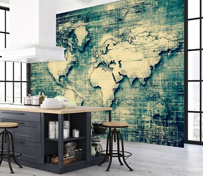 3D Vintage Texture 208NA World Map Wall Paper Wall Print Decal Mural Fay