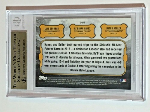 KE'BRYAN HAYES*M KELLER* L ESCOBAR 2019 BOWMAN CHROME TALENT PIPELINE BGS 9.5 GM - Picture 2 of 2