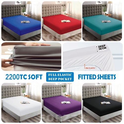 2200TC Extra Deep Soft Bottom Fitted Sheet Cover King/Queen/D/King Single Bed - Picture 1 of 51