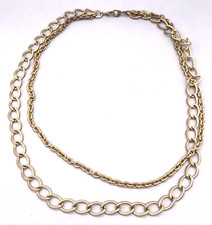 Vintage Double Strand Chunky Chain Necklace Gold Tone Lobster Closure 24 Inches