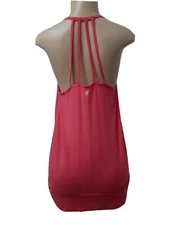 GALAM Four Tiers Back, Halter Neckline Tank Top Banded Rushed Hemline, Size M