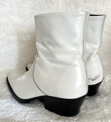 Calvin Klein 205W39NYC Raf Simons White Glossed Leather Ankle