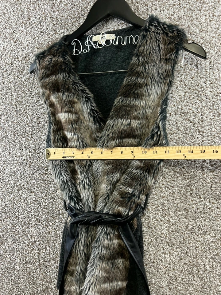 YA Los Angeles Faux Fur Vest Women's Size L Faux Fur Open Front Belted Vest  - Image 4 of 4