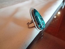  310-- VINTAGE ISRAEL STERLING SILVER RING -NICE LARGE STONE-930--SIZE--6--7