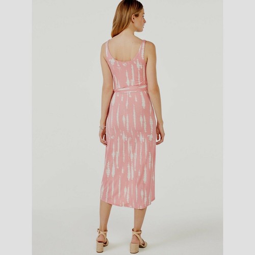 Scoop Women's Printed Sleeveless Midi Wrap Dress, Pink/White, Medium (8-10) - Picture 4 of 5