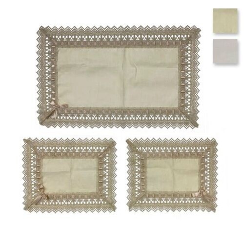 Lot De 3 Napperons Blancs Brodés Main – Vintage – 100% Coton Neuf Avec Étiquettes