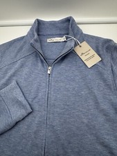 Peter Millar Womens M Medium Crown Interlock Full Zip Jacket Light Blue New