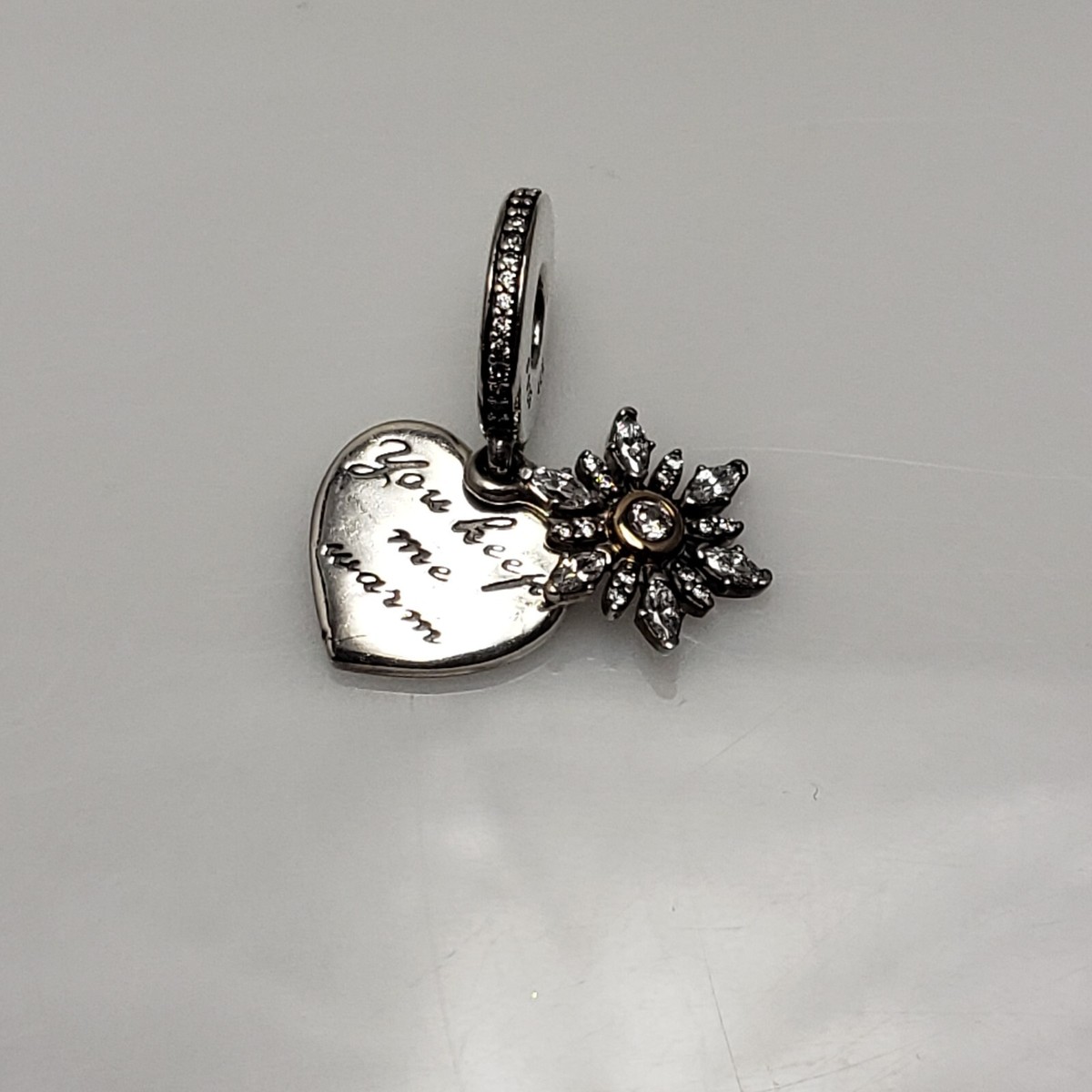 Pandora Sterling Silver You Keep Me Warm Snowflake Heart Dangle 