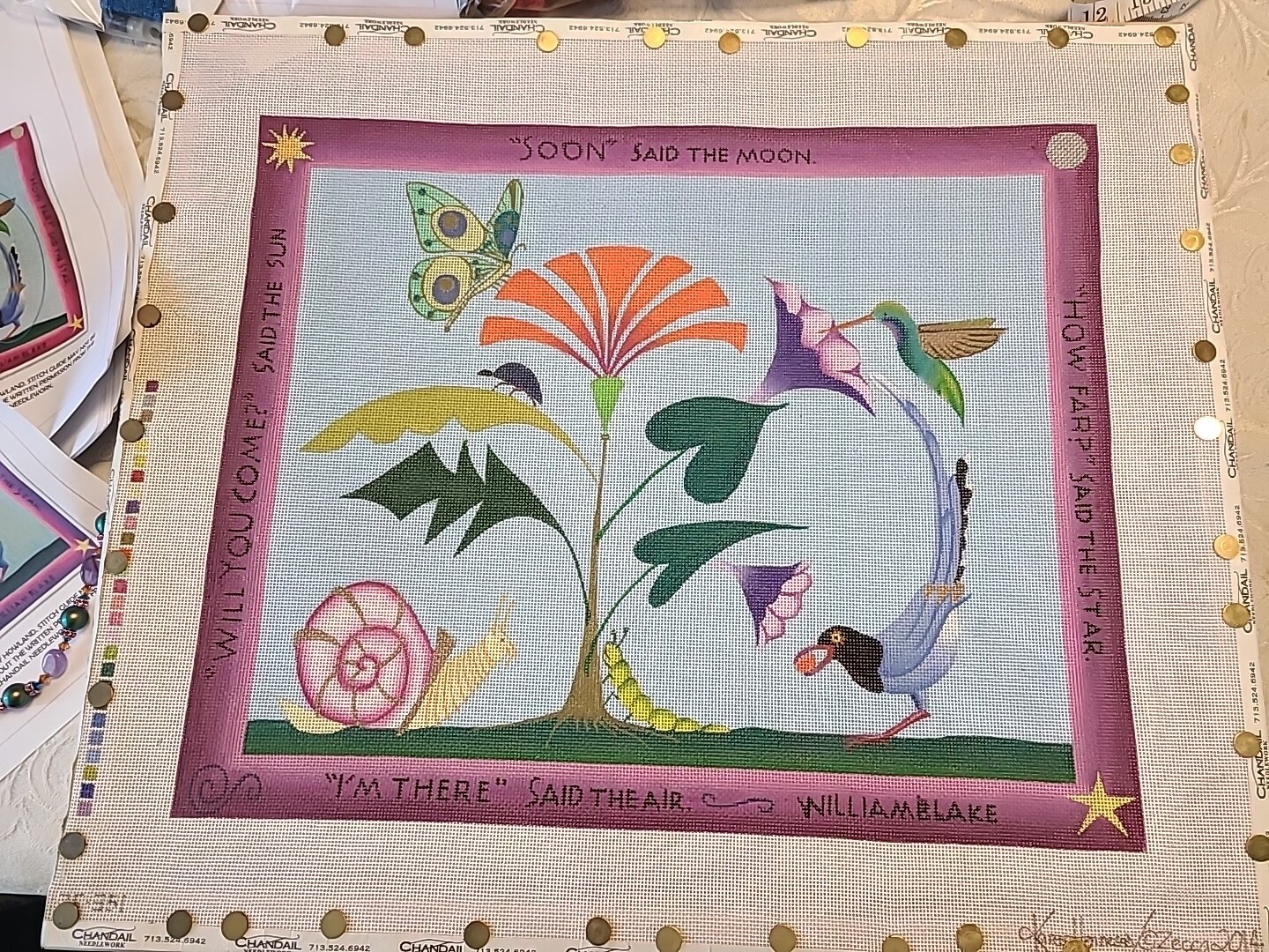 Needlepoint canvas Enchanted Garden CHANDAIL Zecca 2014 Canvas, Guide